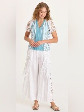 XCVI
CALIX CROCHET FRINGE COVER-UP
 In White